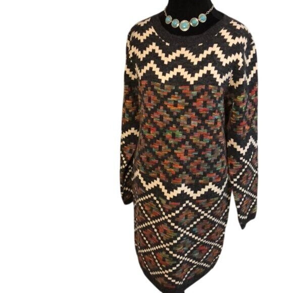NWT Kaktus Aztec Print/Multicolored Ikat Sheath Dress Small - Picture 1 of 6